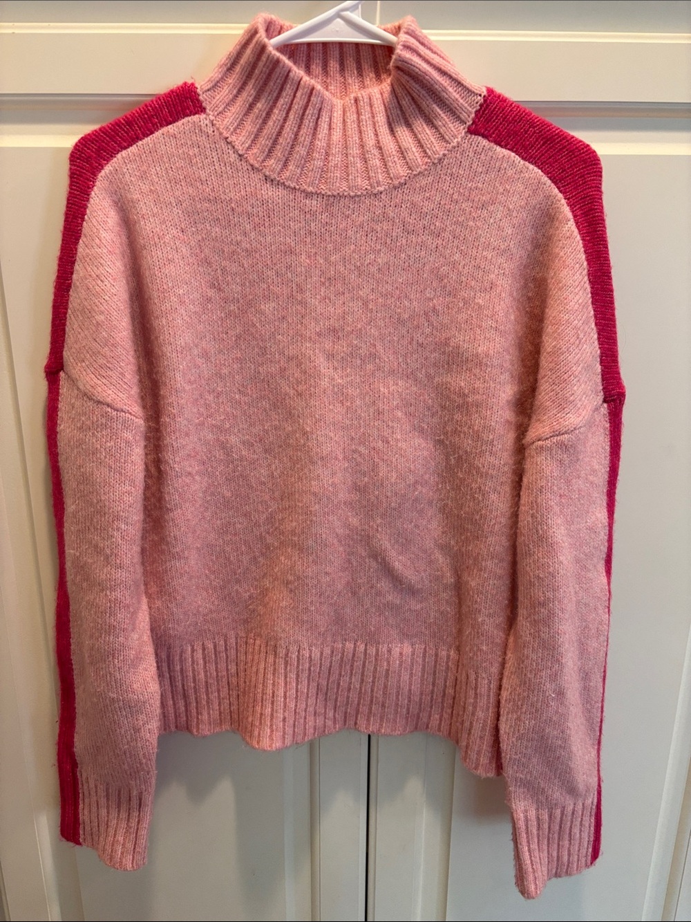 Women's Pink Mock Neck Colorblock Sweater - Loft - Medium